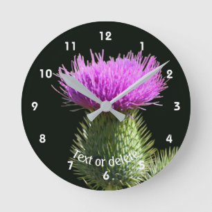Reloj Redondo Mediano Flor de Cardo Personalizada