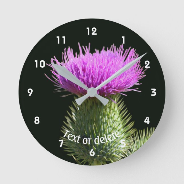Reloj Redondo Mediano Flor de Cardo Personalizada (Anverso)