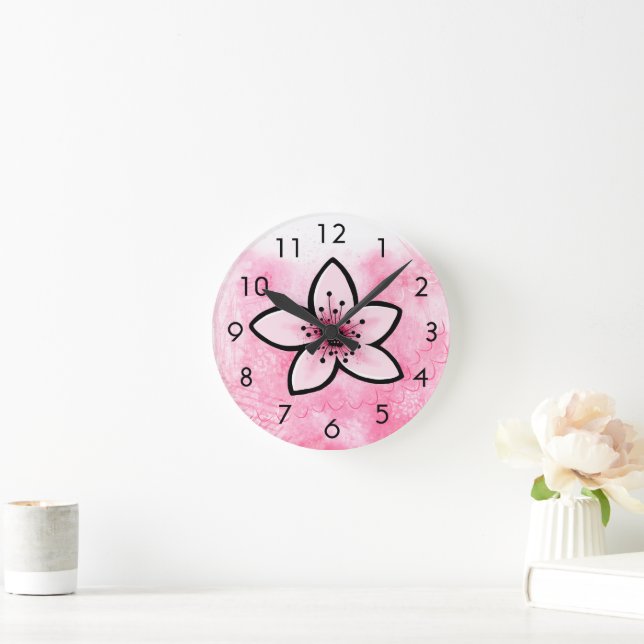 Reloj Redondo Mediano Flor de cerezo (Hogar)