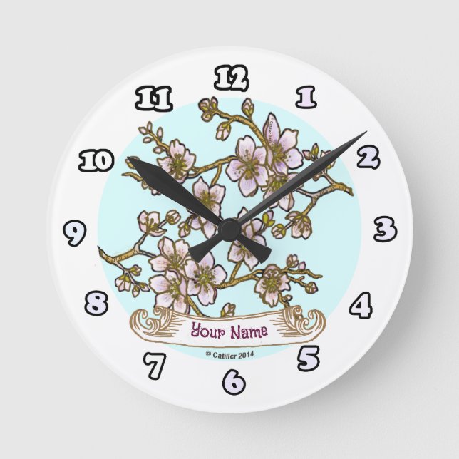 Reloj Redondo Mediano Flor de Cerezo  (Anverso)