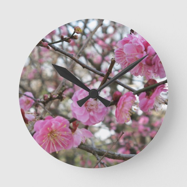 Reloj Redondo Mediano Flor de cerezo rosa / Sakura / サ(桜). (Anverso)