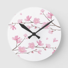 Reloj Redondo Mediano Flor de cerezo - Transparente-Fondo