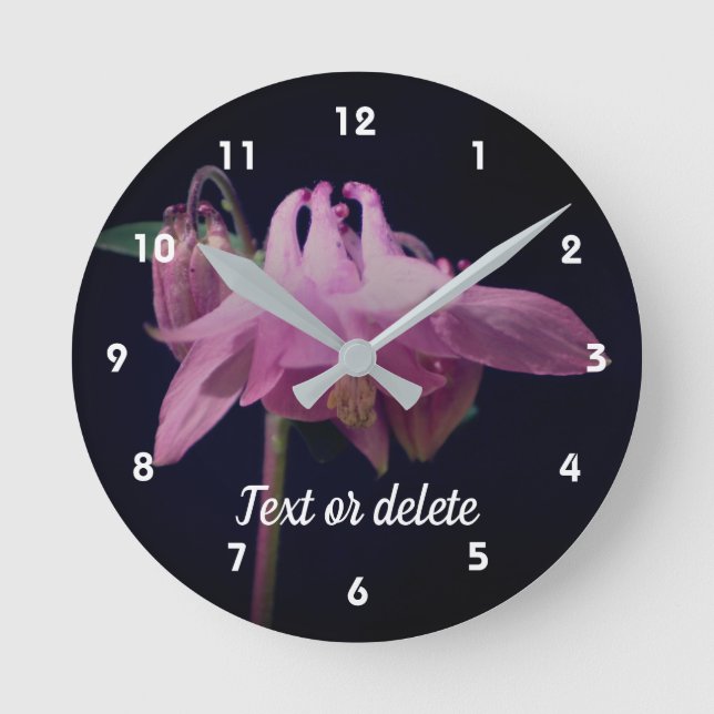 Reloj Redondo Mediano Flor De Columbina Rosa Intensa Personalizada (Anverso)