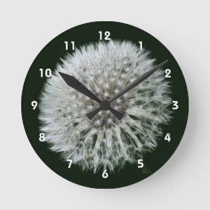 Reloj Redondo Mediano Flor de diente de león blanca esponjosa