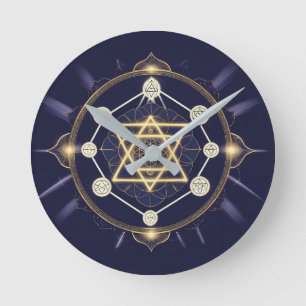 Reloj Redondo Mediano Flor de Infinito — Geometría Sagrada Celestial