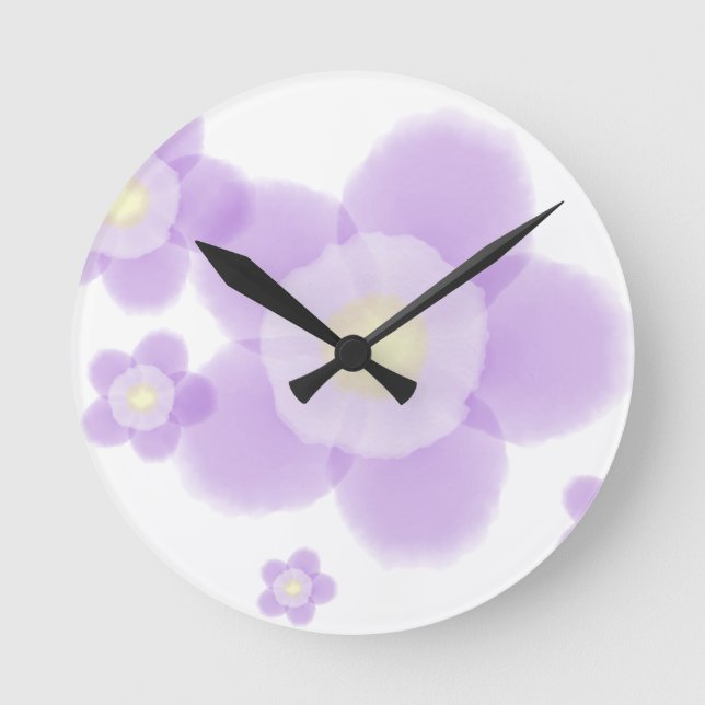 Reloj Redondo Mediano Flor de la acuarela (Anverso)