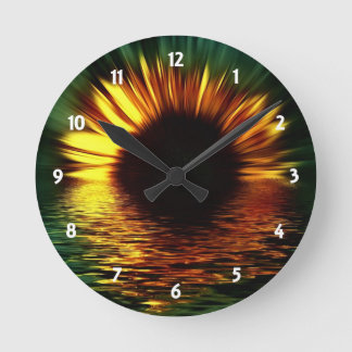 Reloj Redondo Mediano Flor de la puesta del sol