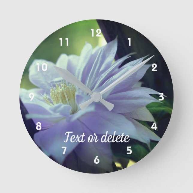 Reloj Redondo Mediano Flor De Lavanda Clematis Enclavada En Trellis   (Anverso)