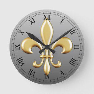 Reloj Redondo Mediano Flor de lis