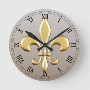 Reloj Redondo Mediano Flor de lis