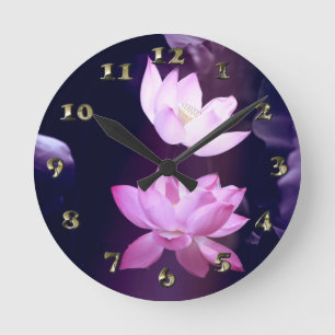 Reloj Redondo Mediano Flor de Lotus en flor