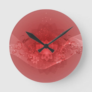 Reloj Redondo Mediano Flor de Lotus roja
