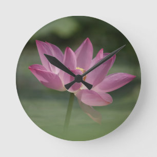 Reloj Redondo Mediano Flor de Lotus rosado sagrado - Arte Zen sereno par