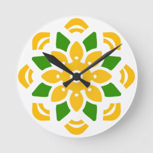 Reloj Redondo Mediano Flor de Mandala Geo Abstracta