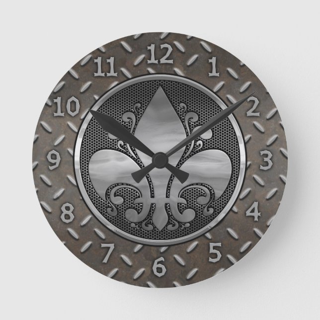 Reloj Redondo Mediano Flor de metal (Anverso)