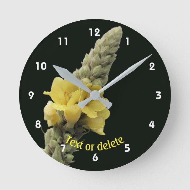 Reloj Redondo Mediano Flor de Mullein Personalizada   (Anverso)