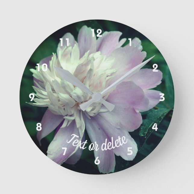 Reloj Redondo Mediano Flor De Peones Lavanda En Bloom Personalizada (Anverso)