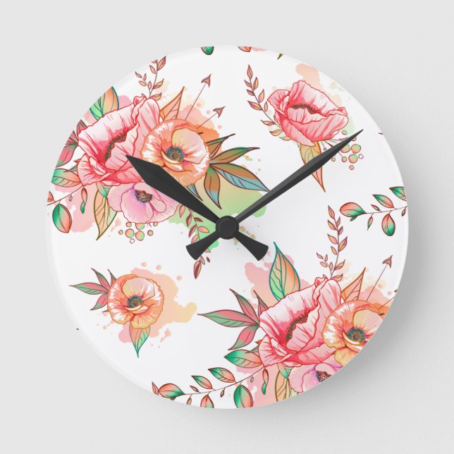 Reloj Redondo Mediano flor de primavera (Anverso)