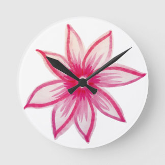 Reloj Redondo Mediano Flor de primavera dibujada a mano rosa
