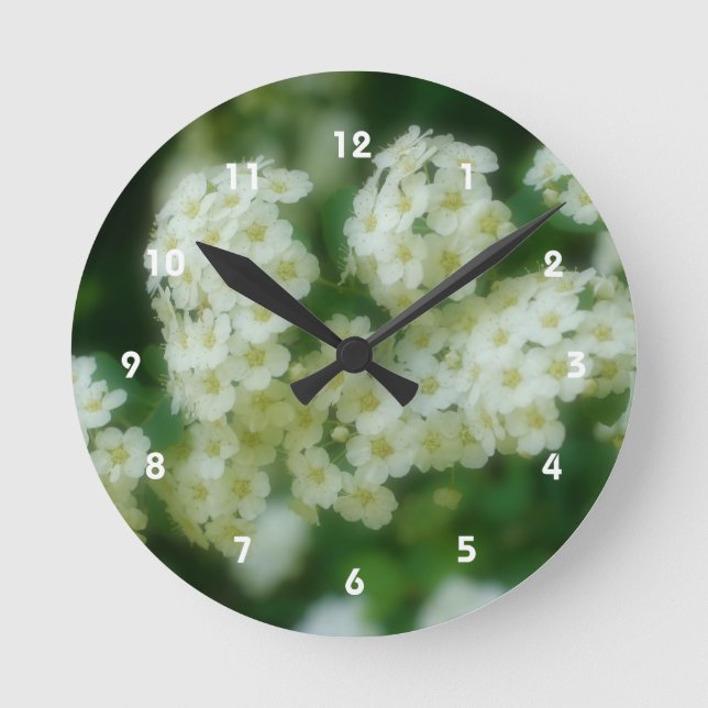 Reloj Redondo Mediano Flor de Rosas de juego blanco silvestre (Anverso)