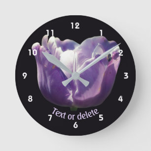 Reloj Redondo Mediano Flor de Tulipán Personalizada con Abeja