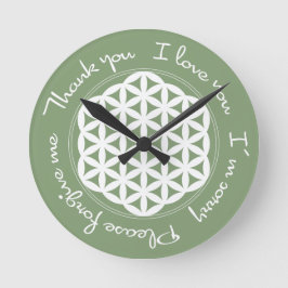 Reloj Redondo Mediano Flor de vida Ho'oponopono