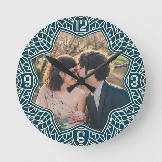 Reloj Redondo Mediano Flor Mandala Personalizado con forma de floral Fot (Anverso)