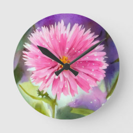 Reloj Redondo Mediano Flor morada