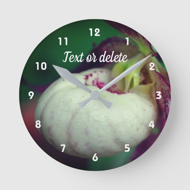 Reloj Redondo Mediano Flor Orquídea de la Mujer Blanca Personalizada (Anverso)