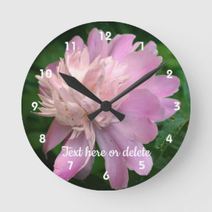 Reloj Redondo Mediano Flor Peony En Bloom Personalizada