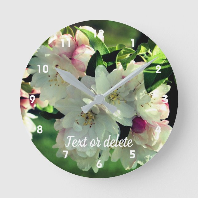 Reloj Redondo Mediano Flor Primavera Flor Crabapple Blossoms 2 Personali (Anverso)