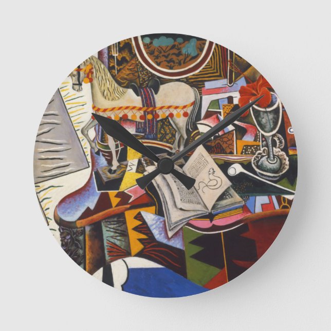 Reloj Redondo Mediano Flor roja de cuerda de caballo por Joan Miro (Anverso)