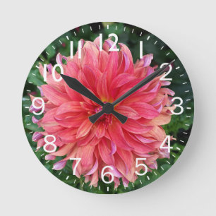 Reloj Redondo Mediano Flor rosa de Dahlia