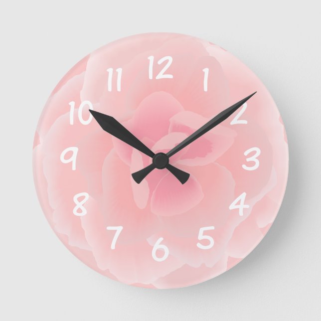 Reloj Redondo Mediano Flor rosada hecha en efectos del watercolour (Anverso)