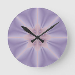 Reloj Redondo Mediano Flor rosada y de la lila 3D