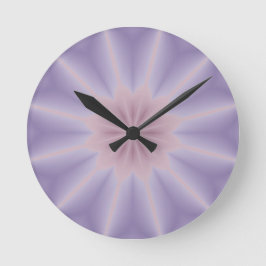 Reloj Redondo Mediano Flor rosada y de la lila tres 3D