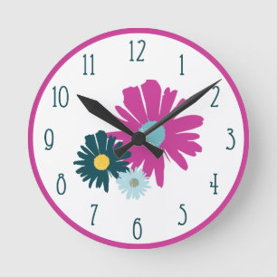 Reloj Redondo Mediano Flor silvestre floral Abstract Wall Ilustracion
