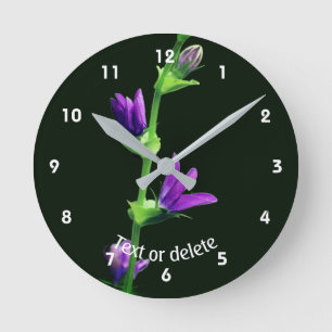 Reloj Redondo Mediano Flor Silvestre Morada Personalizada