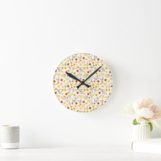 Reloj Redondo Mediano Flor silvestre suave amarillo