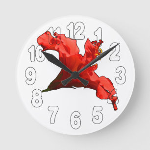 Reloj Redondo Mediano Flor vibrante de Hibiscus