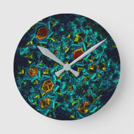 Reloj Redondo Mediano Flor virtual em azul gradiente, estilhaçada