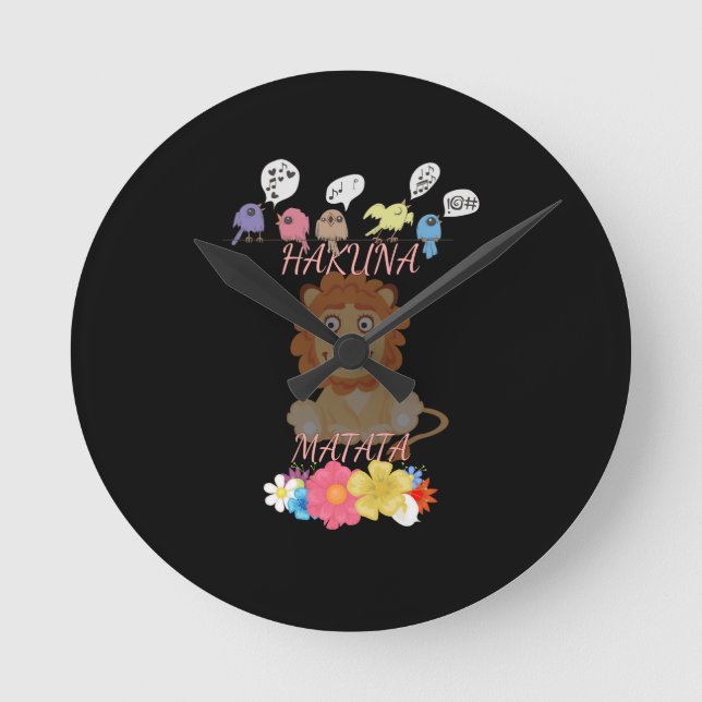 Reloj Redondo Mediano "Flora y Fauna Hakuna Matata", bebé león (Anverso)