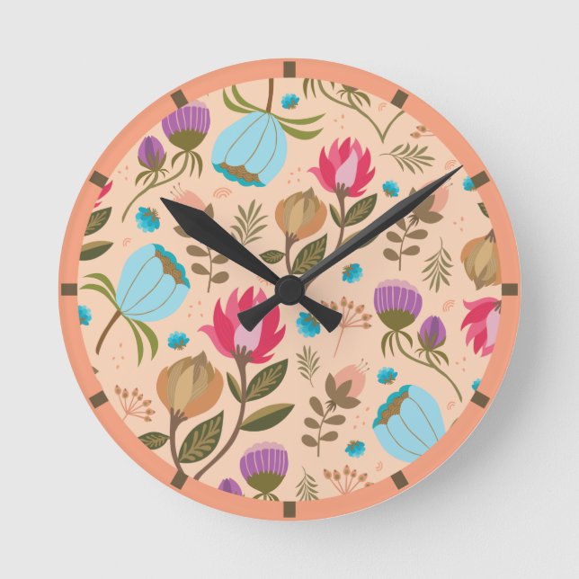 Reloj Redondo Mediano Floral (Anverso)