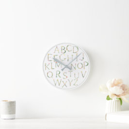 Reloj Redondo Mediano Floral ABC Alphabet Canvas Wall Art