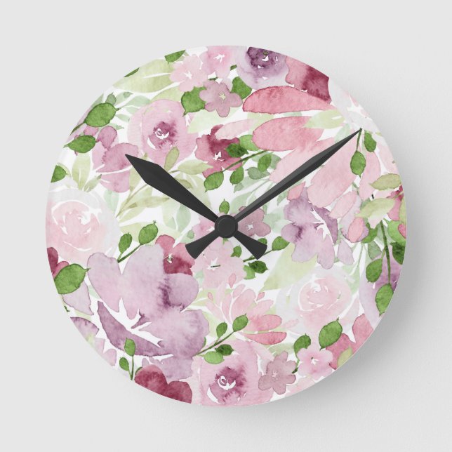 Reloj Redondo Mediano Floral acuática 2 (Anverso)