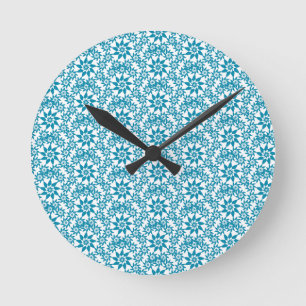 Reloj Redondo Mediano Floral azul bonito 