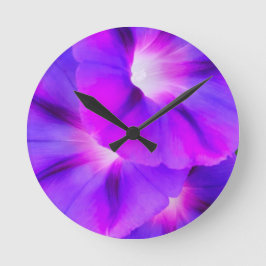 Reloj Redondo Mediano Floral Blanca Morada