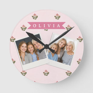 Reloj Redondo Mediano Floral Botánico Romántico Delicado Personalizado