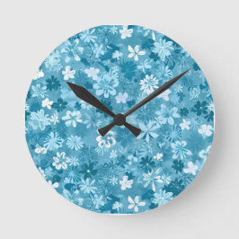 Reloj Redondo Mediano Floral Brisa Oceánica Botánico Turquesa