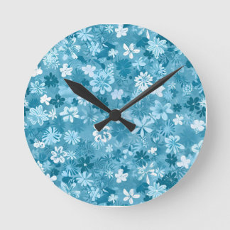 Reloj Redondo Mediano Floral Brisa Oceánica Botánico Turquesa